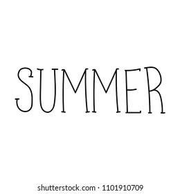 Summer Lettering, logos, with vector flat handdrawn cartoon style illustrations. He