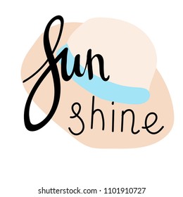 Summer Lettering, logos, with vector flat handdrawn cartoon style illustrations. Sunshine