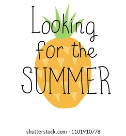 Summer Lettering, logos, with vector flat handdrawn cartoon style illustrations. Looking for the summer