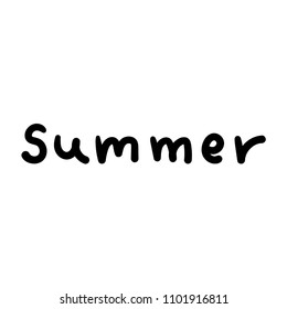 Summer Lettering, logos, with vector flat handdrawn cartoon style illustrations. He