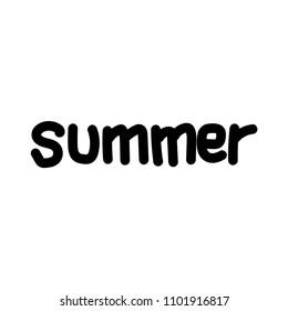 Summer Lettering, logos, with vector flat handdrawn cartoon style illustrations. He