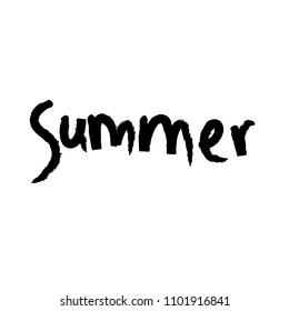 Summer Lettering, logos, with vector flat handdrawn cartoon style illustrations. He