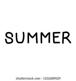 Summer Lettering, logos, with vector flat handdrawn cartoon style illustrations. He