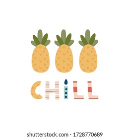 Summer lettering phrase. Summer theme, vibes, rest. Print for T-shirts, kids book, notebook, poster, postcard etc.Vector illustration.
