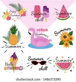 Summer lettering pop art. Vector illustration eps10