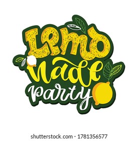 Summer lettering quote. Hand drawn doodle lettering art for banner, poster, t-shirt-design, packing. Summer vibes. Lemonade party.