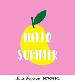 Summer lettering Scandinavian set with hello summer  Elements. Vector illustration. Hand drawn vector abstract cartoon graphic  poster.