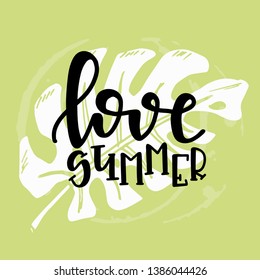 Summer lettering set with holiday Elements Typographic design. Vector illustration.