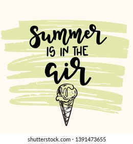 Summer lettering set with holiday Elements Typographic design. Vector illustration.