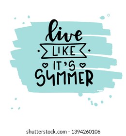 Summer lettering set with holiday Elements Typographic design. Vector illustration.