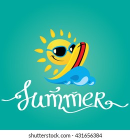 Summer Lettering. Sun the surfer