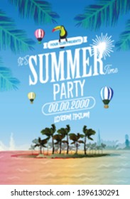 Summer lettering template banner- vector