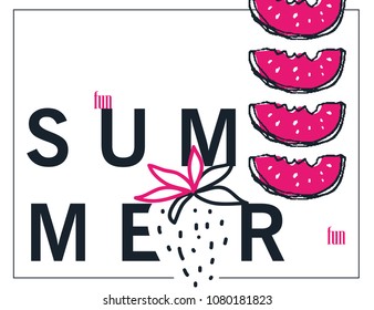 Summer lettering. Summer Typographic. Vector illustration.