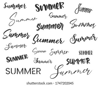 Summer lettering typography vector. Isolated on white background.