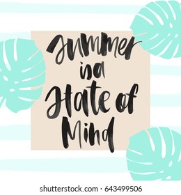 Summer Lettering in vector, calligraphy, modern brush lettering, hand drawn design elements, gifts, wallpapers, web template, card, invitation