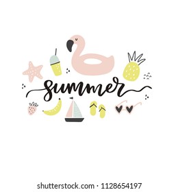 Summer lettering vector print