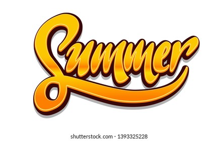 Summer lettering vector. Two Vintage weekend banner. Vacation time beach resting concept. Hand written illustration isolated on white background