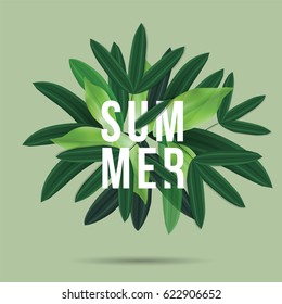 Summer lettet green Seasaon Background Green, Sale Banner voucher, vector illustration