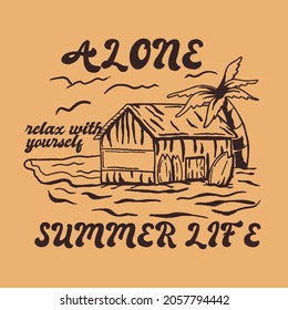 Summer life illustration vintage design. Perfect for tshirt design, sticker, print design, etc