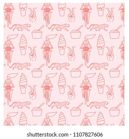 Fondo de diseño mono de patrón de estilo de vida de verano. Archivo de ilustración de vector modificable y repetible.