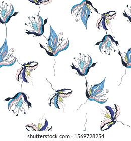 Summer light background of flowers. Festive fun texture on a white background. Vector illustration