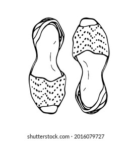 Zapatos de verano ligeros. Zapatos de mujeres. Elemento para el diseño de verano. Vector de fondo blanco. 