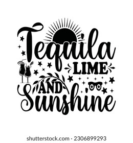 Summer Lime And Sunshine - Summer Typography t-shirt Design, Hello Summer T-shirt design