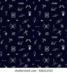 Summer line art beach pattern
