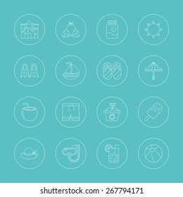 summer line icon set