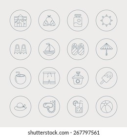 summer line icon set