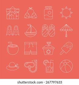 summer line icon set