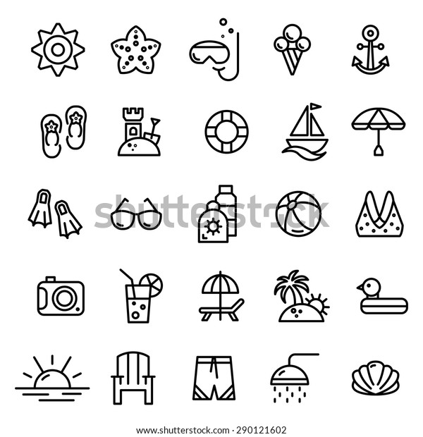 Summer Line Icons Set Stock Vector (Royalty Free) 290121602 | Shutterstock