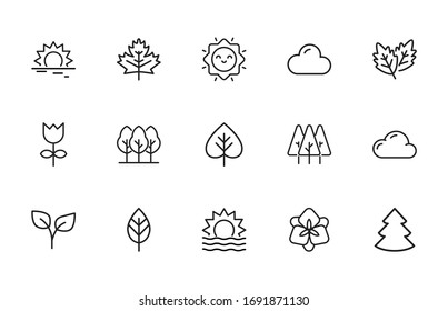 summer line icons set. Stroke vector elements for trendy design. Simple pictograms for mobile concept and web apps. Vector line icons isolated on a white background. 