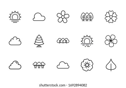 summer line icons set. Stroke vector elements for trendy design. Simple pictograms for mobile concept and web apps. Vector line icons isolated on a white background. 
