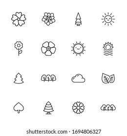 summer line icons set. Stroke vector elements for trendy design. Simple pictograms for mobile concept and web apps. Vector line icons isolated on a white background. 