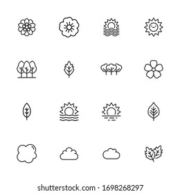 summer line icons set. Stroke vector elements for trendy design. Simple pictograms for mobile concept and web apps. Vector line icons isolated on a white background. 