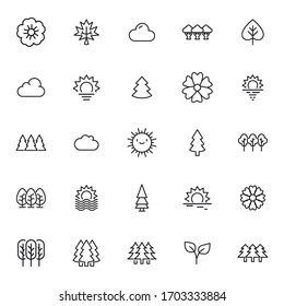 summer line icons set. Stroke vector elements for trendy design. Simple pictograms for mobile concept and web apps. Vector line icons isolated on a white background. 