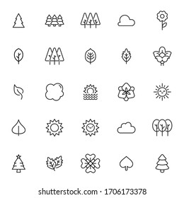 summer line icons set. Stroke vector elements for trendy design. Simple pictograms for mobile concept and web apps. Vector line icons isolated on a white background. 