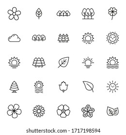 summer line icons set. Stroke vector elements for trendy design. Simple pictograms for mobile concept and web apps. Vector line icons isolated on a white background. 