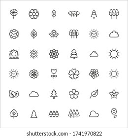 summer line icons set. Stroke vector elements for trendy design. Simple pictograms for mobile concept and web apps. Vector line icons isolated on a white background. 