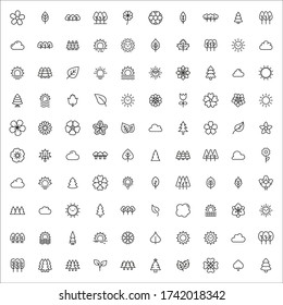 Symbol für die Sommerlinie gesetzt. Stroke Vektorelemente für trendy Design. Einfache Piktogramme für mobile Konzepte und Web-Apps. Auf einem weißen Hintergrund isolierte Vector-Linien-Symbole. 