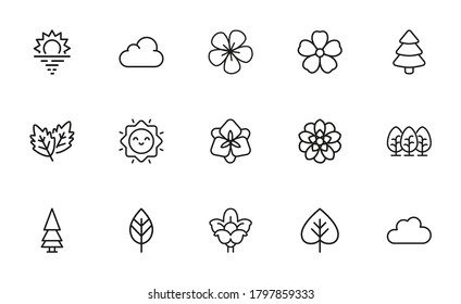 Summer line icons set. Stroke vector elements for trendy design. Simple pictograms for mobile concept and web apps. Vector line icons isolated on a white background.