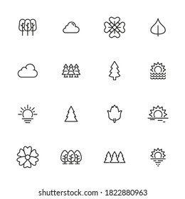 Summer line icons set. Stroke vector elements for trendy design. Simple pictograms for mobile concept and web apps. Vector line icons isolated on a white background.