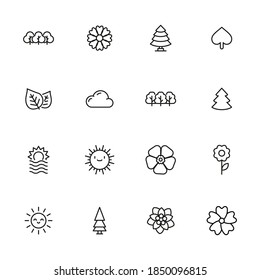 Summer line icons set. Stroke vector elements for trendy design. Simple pictograms for mobile concept and web apps. Vector line icons isolated on a white background.