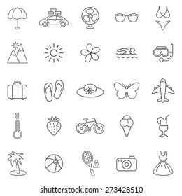 Summer line icons set.Vector