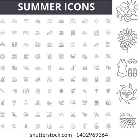 Summer line icons, signs, vector set, outline illustration concept 