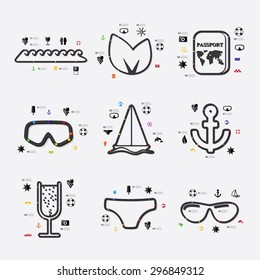 summer line infographic illustration. Fully editable vector file