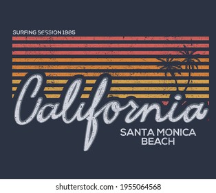 Summer line retro design. California beach vibes t-shirt design. Beach retro vibes summer artwork.