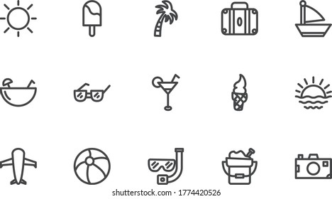 summer line style icon set