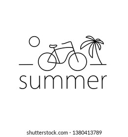 Summer linear icon. Bicycle and palm.